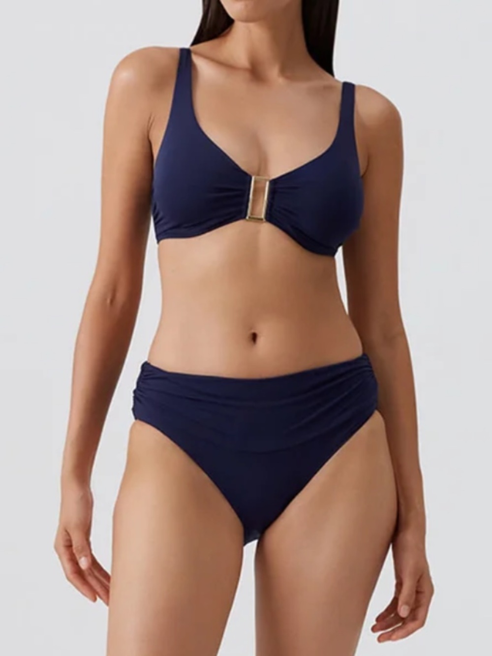 Melissa Odabash Bel Air Core Navy Blue Full Coverage Bikini Top Swimwear NWT